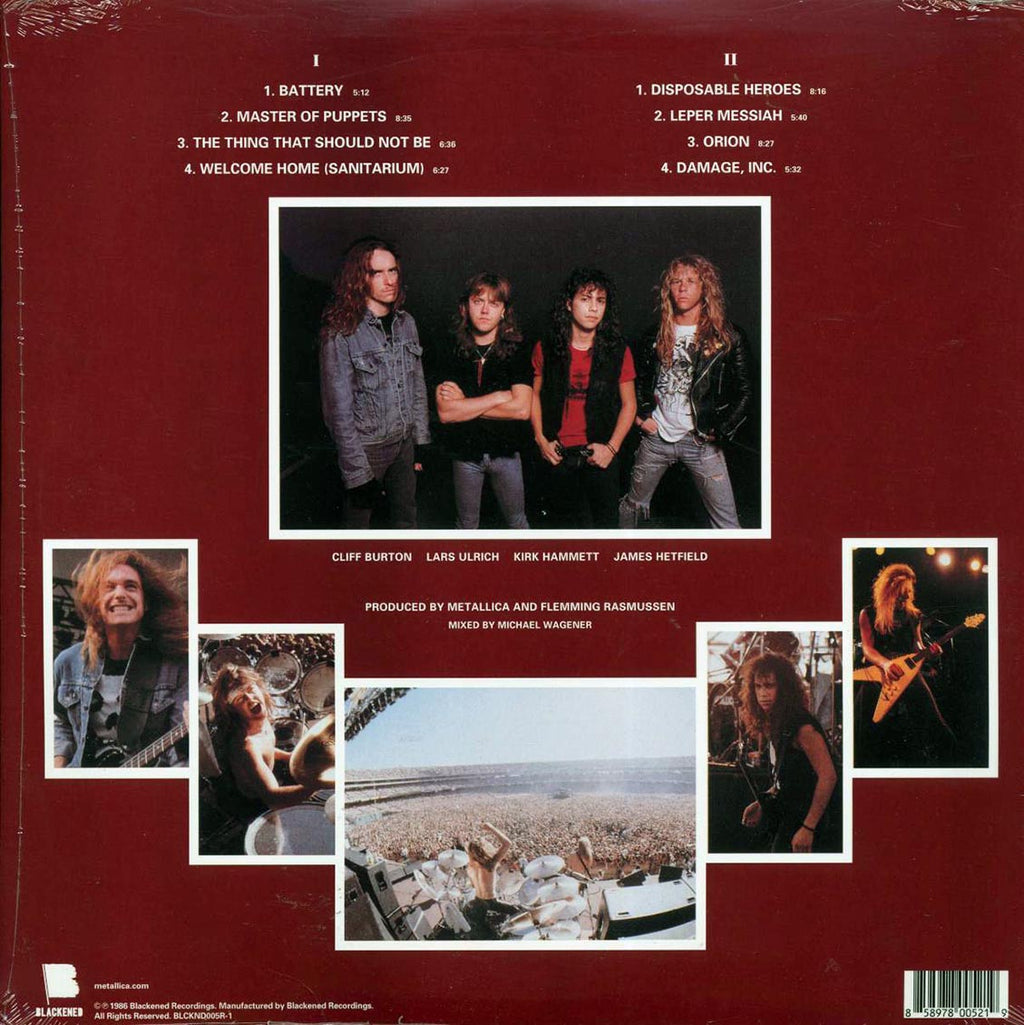 Metallica - Master Of Puppets (2017 PRESS) (180g) (remastered) vinyl LP back cover