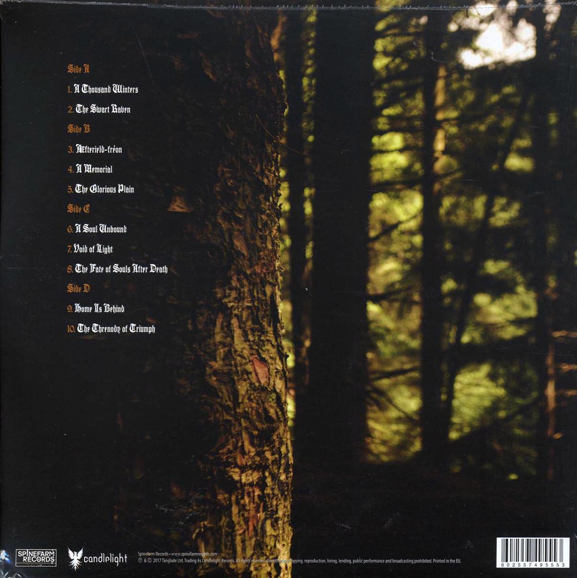 Winterfylleth - The Threnody Of Triumph (2xLP) vinyl LP back cover