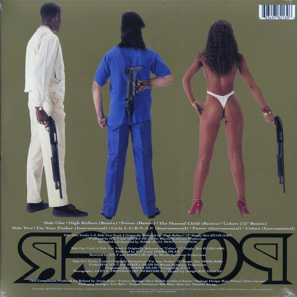Ice-T - Power Rarities: Rare Remixes & Instrumental Tracks (black ice vinyl) vinyl LP back cover