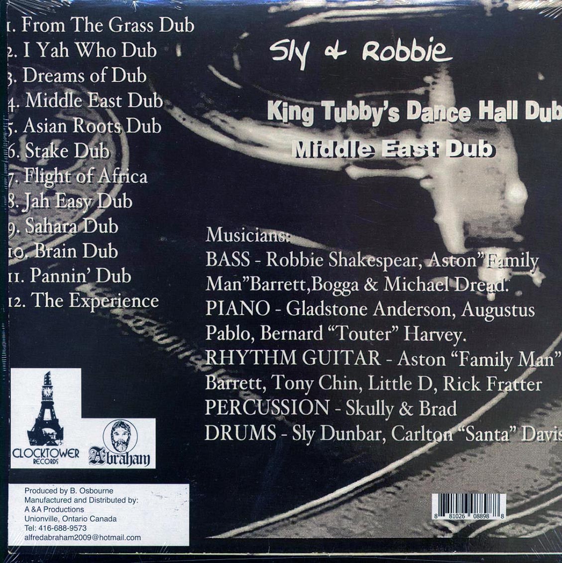 Sly & Robbie, King Tubby - King Tubby's Dance Hall Dub: Middle East Dub vinyl LP back cover