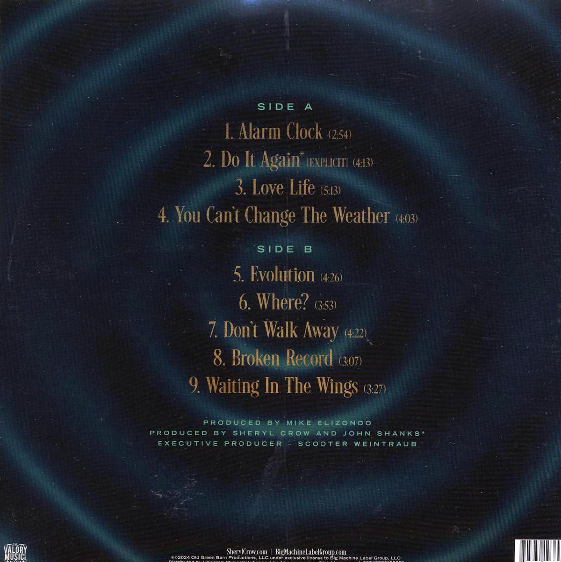 Sheryl Crow - Evolution (ltd. ed.) (gold vinyl) vinyl LP back cover
