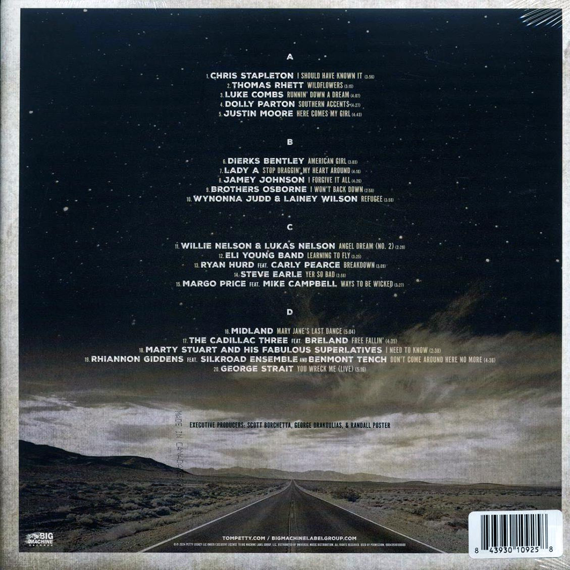 Chris Stapleton, Thomas Rhett, Dolly Parton, Willie Nelson, George Strait, Etc. - Petty Country: A Country Music Celebration Of Tom Petty (2xLP) vinyl LP back cover