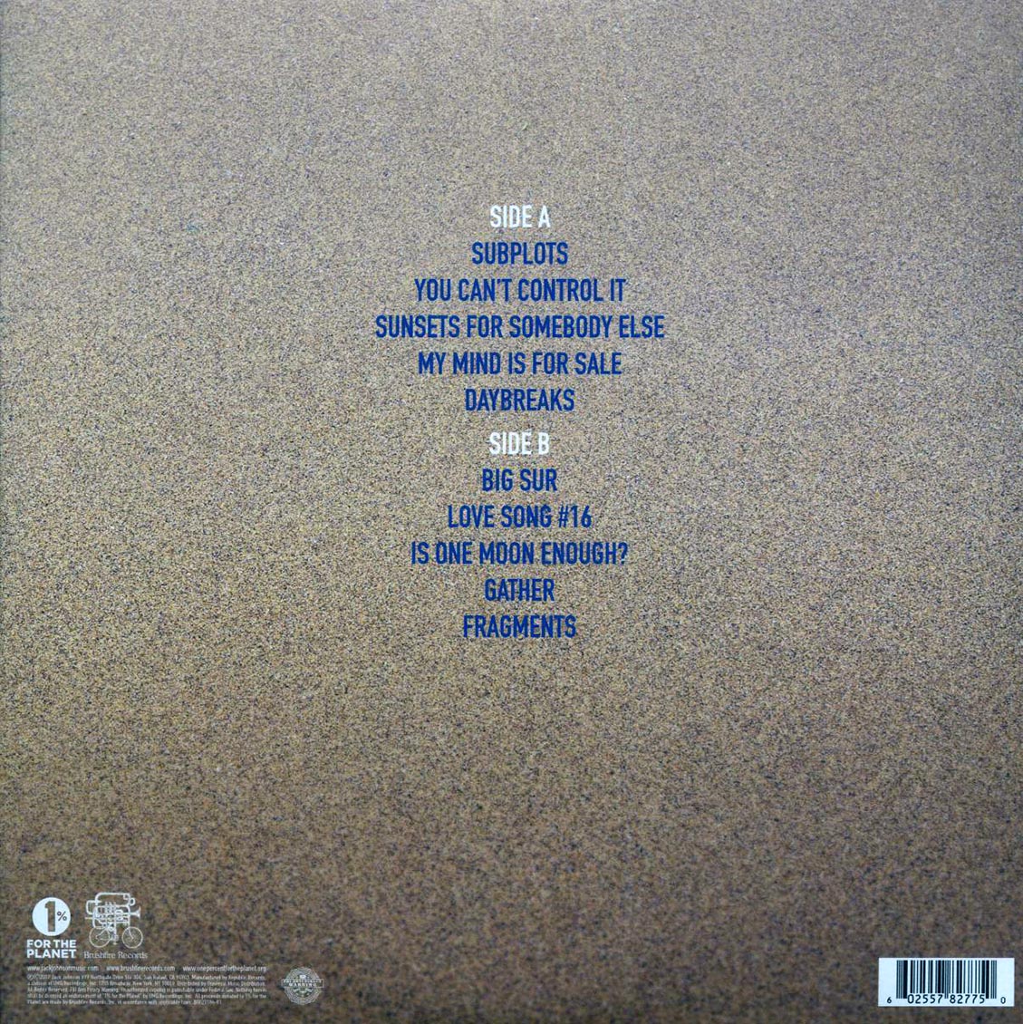 Jack Johnson - All The Light Above It Too vinyl LP back cover