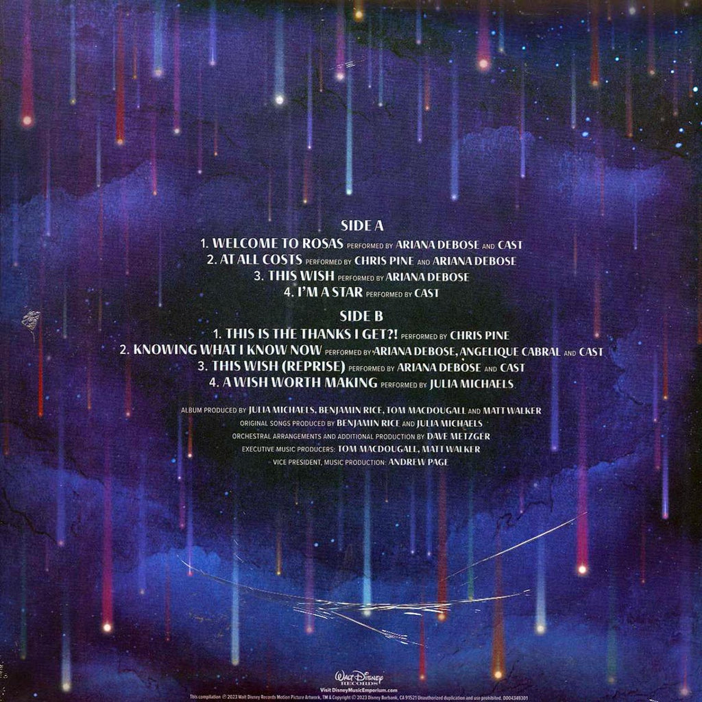 Ariana Debose, Chris Pine, Angelique Cabral, Julia Michaels - Wish: Original Motion Picture Soundtrack (180g) vinyl LP back cover