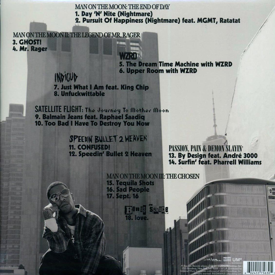 Kid Cudi - The Boy Who Flew To The Moon Volume 1 (2xLP) vinyl LP back cover