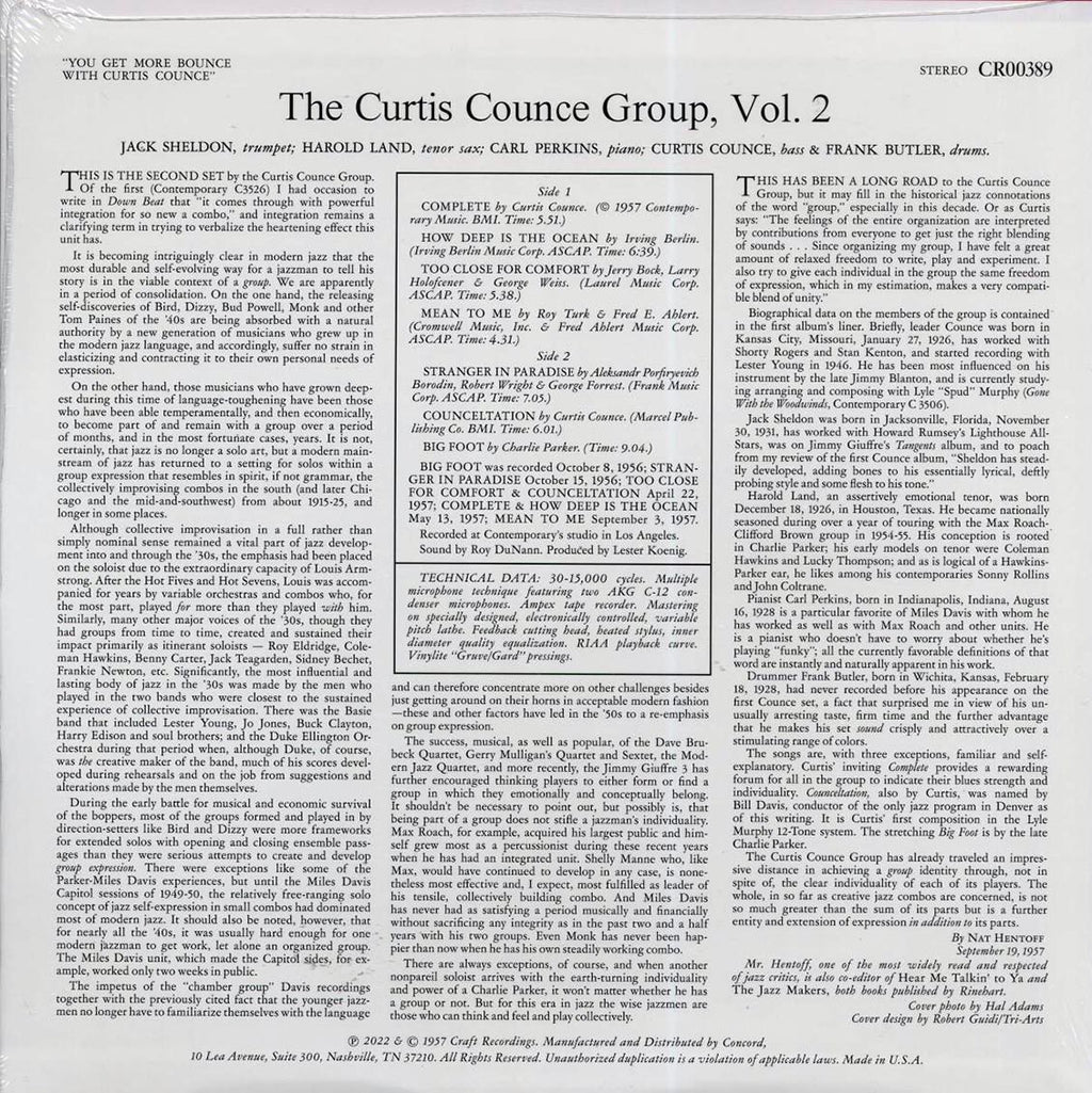 The Curtis Counce Group - You Get More Bounce With Curtis Counce! (180g) vinyl LP back cover