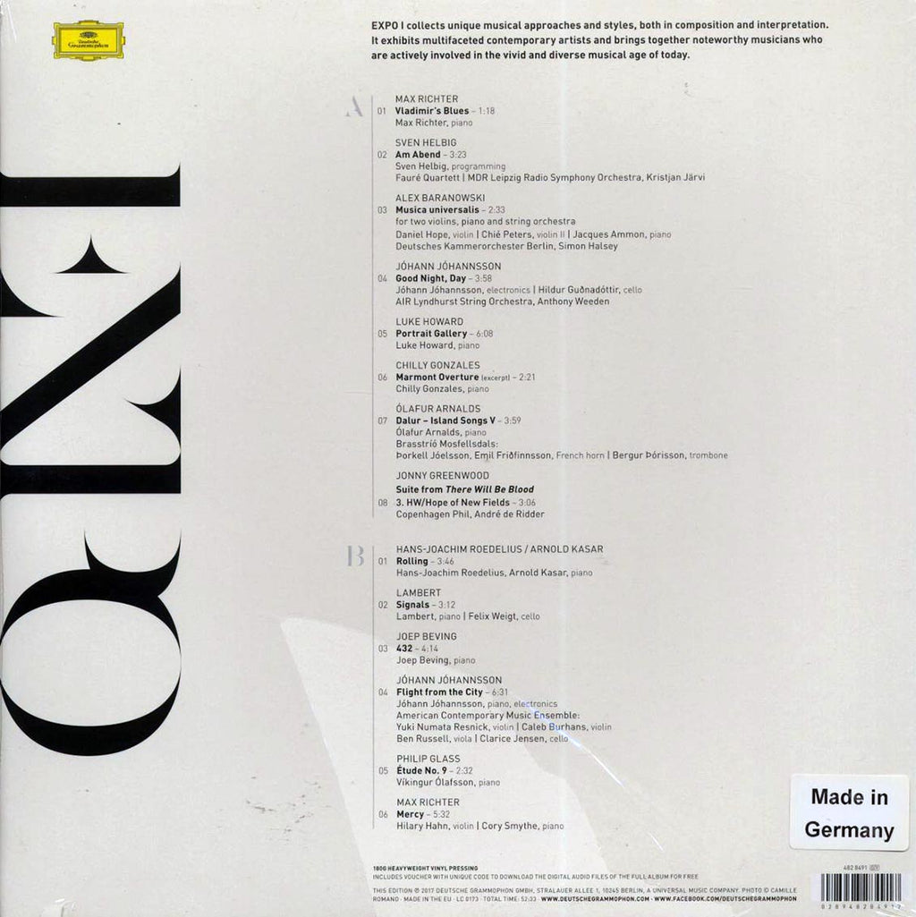 Max Richter, Sven Helbig, Luke Howard, Etc. - Expo 1 (180g) vinyl LP back cover