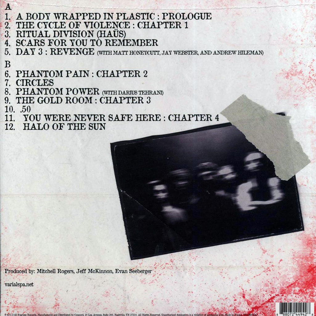 Varials - Scars For You To Remember (red vinyl) vinyl LP back cover