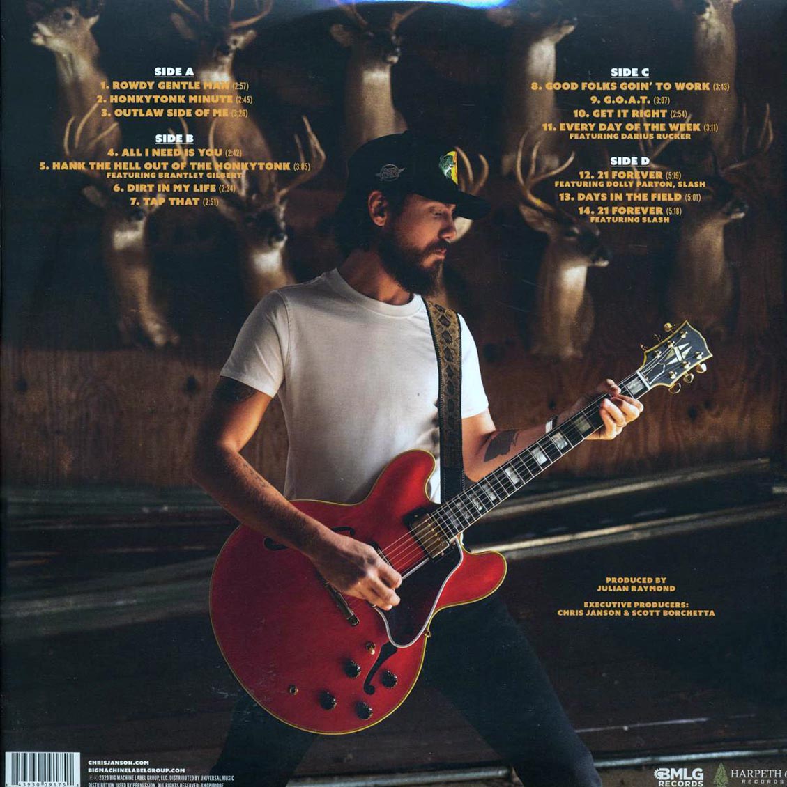 Chris Janson - The Outlaw Side Of Me (2xLP) (orange vinyl) vinyl LP back cover