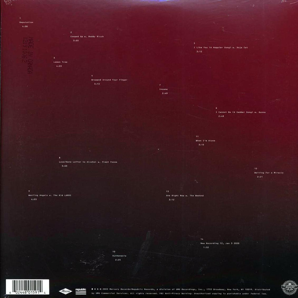 Post Malone - Twelve Carat Toothache (ltd. ed.) (2xLP) (yellow vinyl) vinyl LP back cover