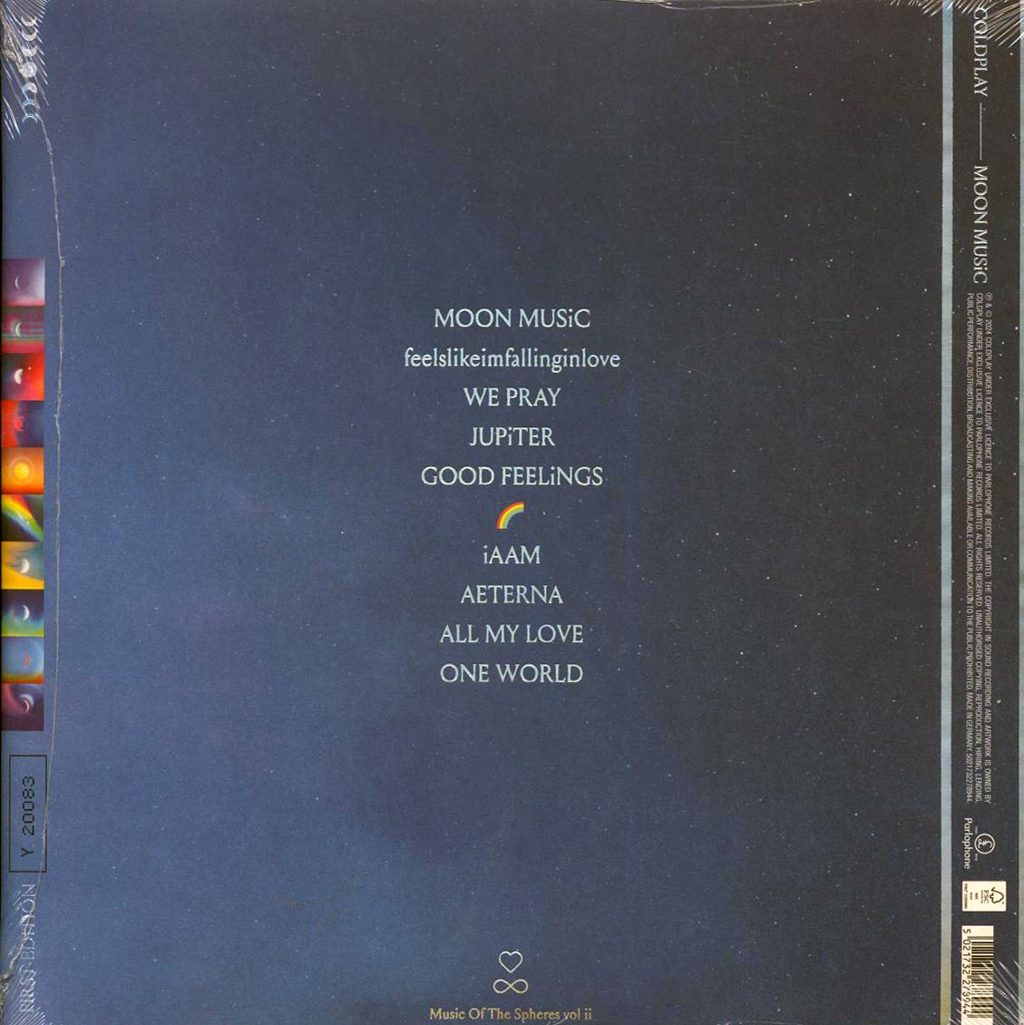Coldplay - Moon Music (ltd. ed.) (yellow vinyl) vinyl LP back cover