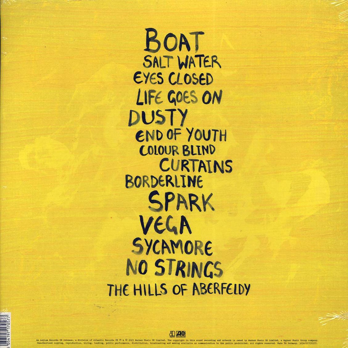 Ed Sheeran - Subtract (ltd. ed.) (yellow vinyl) vinyl LP back cover