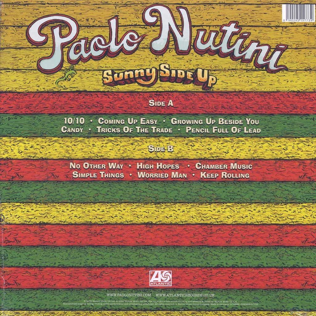 Paolo Nutini - Sunny Side Up vinyl LP back cover