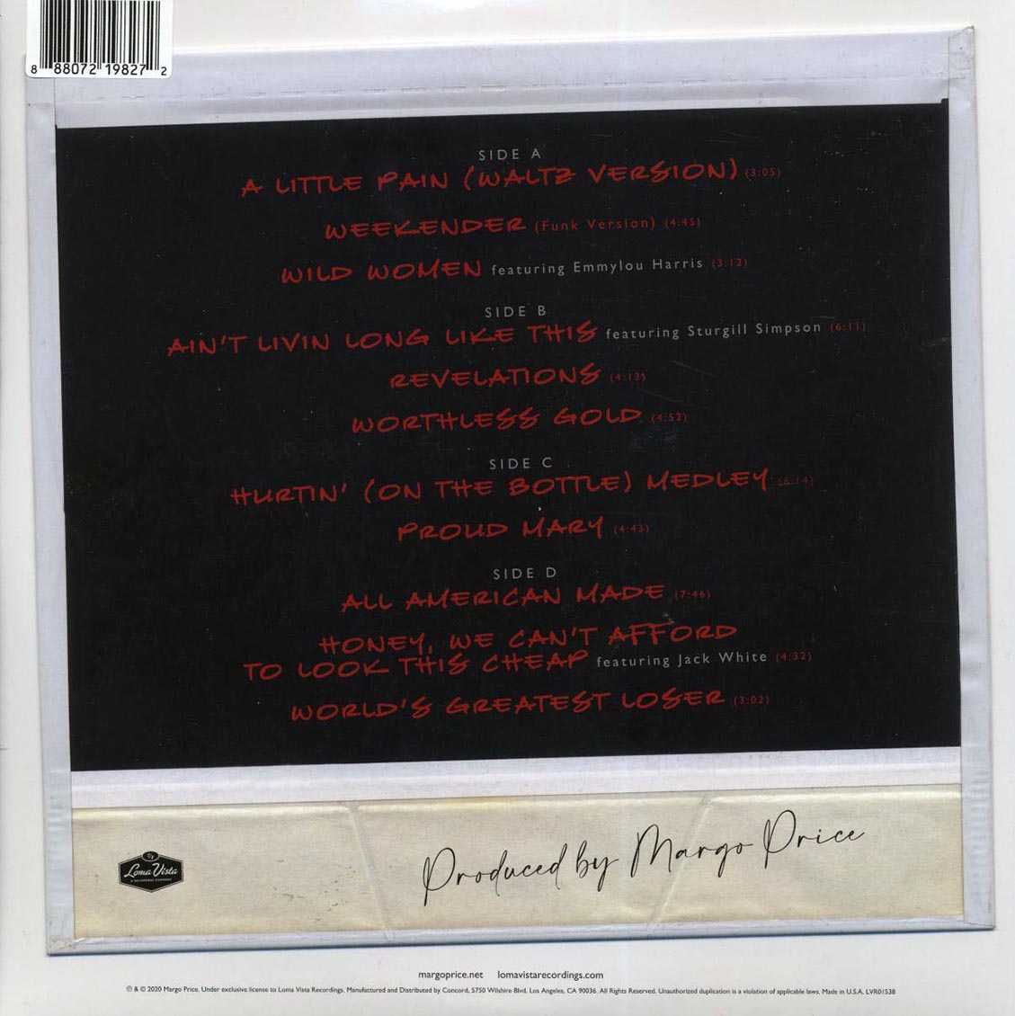 Margo Price - Perfectly Imperfect At The Ryman (ltd. ed.) (2xLP) (red/clear vinyl) vinyl LP back cover