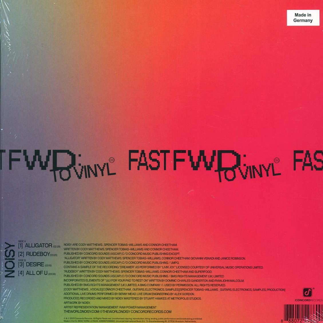 Noisy - Fast Fwd: To Vinyl (RSD 2023) (ltd. ed.) (clear vinyl) vinyl LP back cover