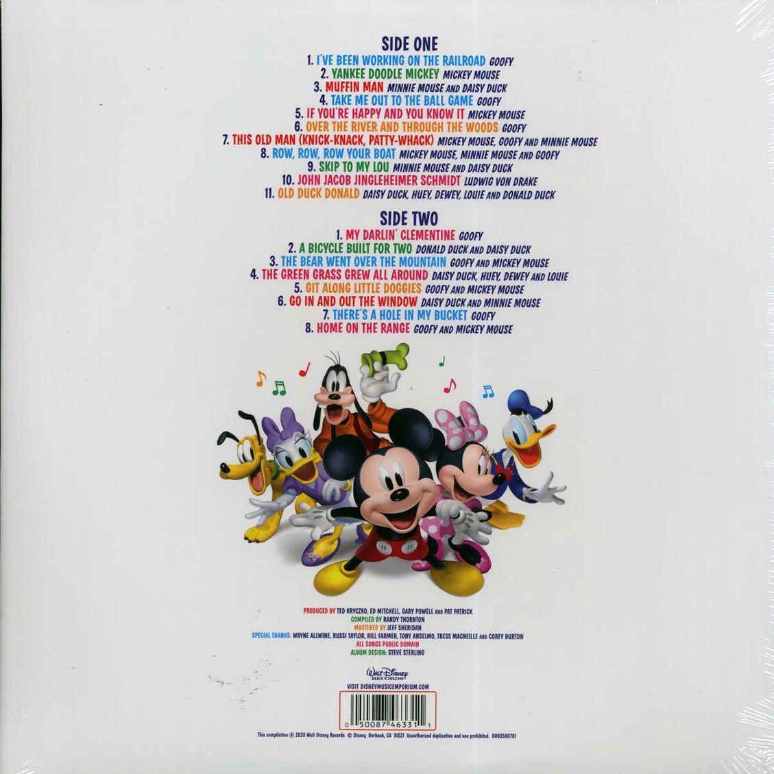 Mickey Mouse, Goofy, Donald Duck, Etc. - Disney Childrens Favorites With Mickey And Pals (red vinyl) vinyl LP back cover