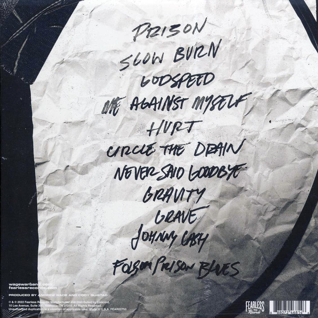 Wage War - The Stripped Sessions vinyl LP back cover