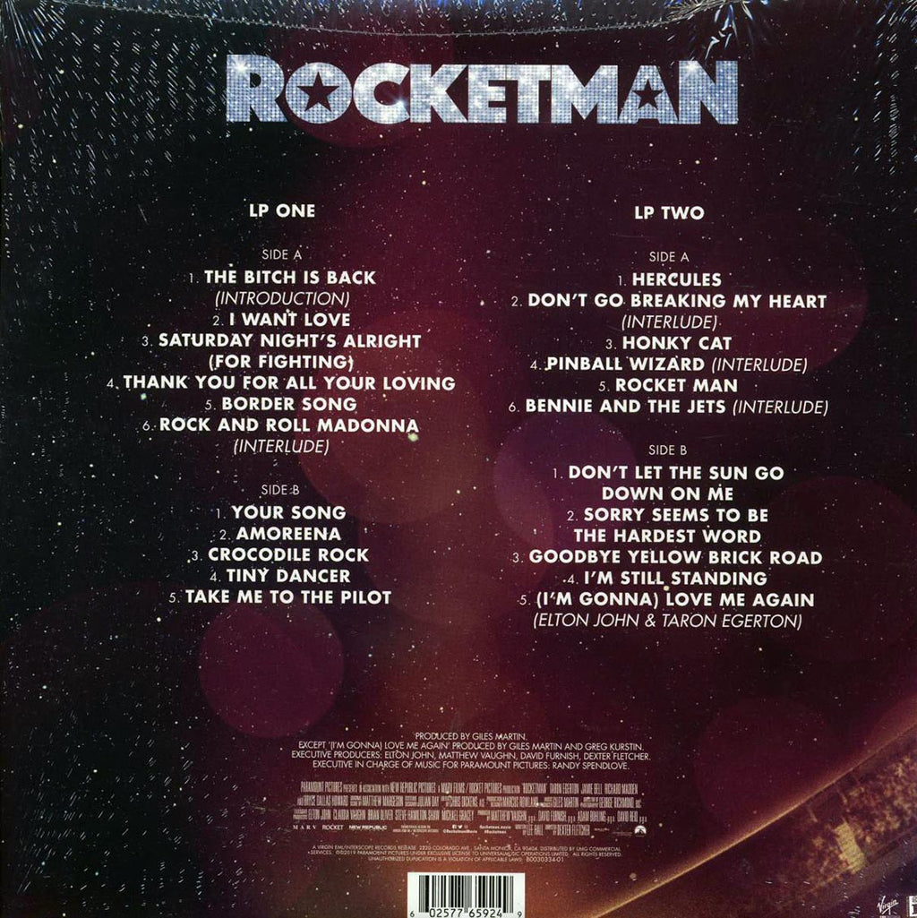 Taron Egerton, Elton John, Etc. - Rocketman: Music From The Motion Picture (2xLP) vinyl LP back cover