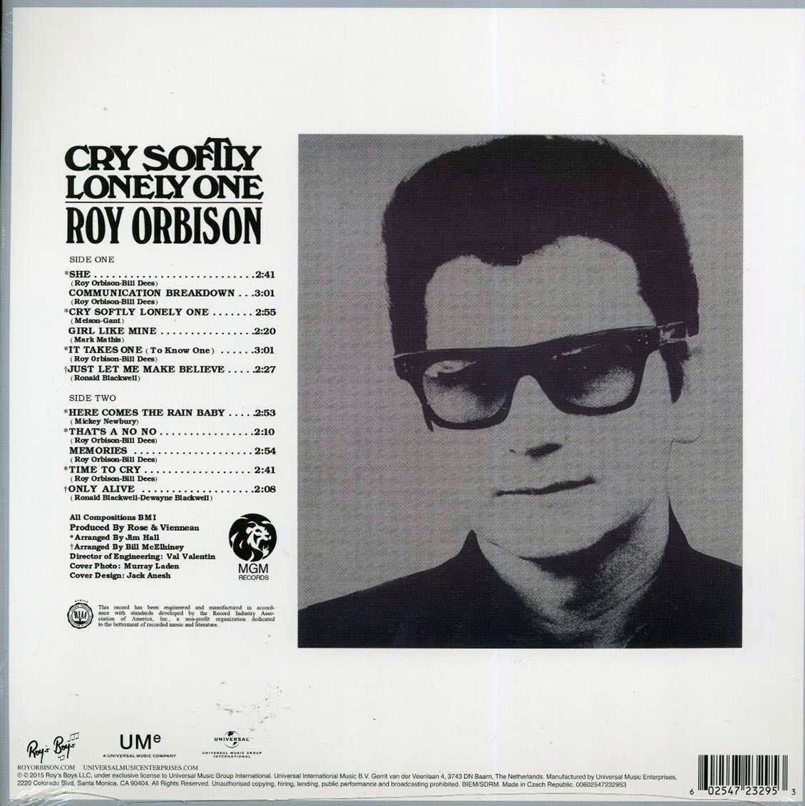 Roy Orbison - Cry Softly Lonely One (180g) vinyl LP back cover