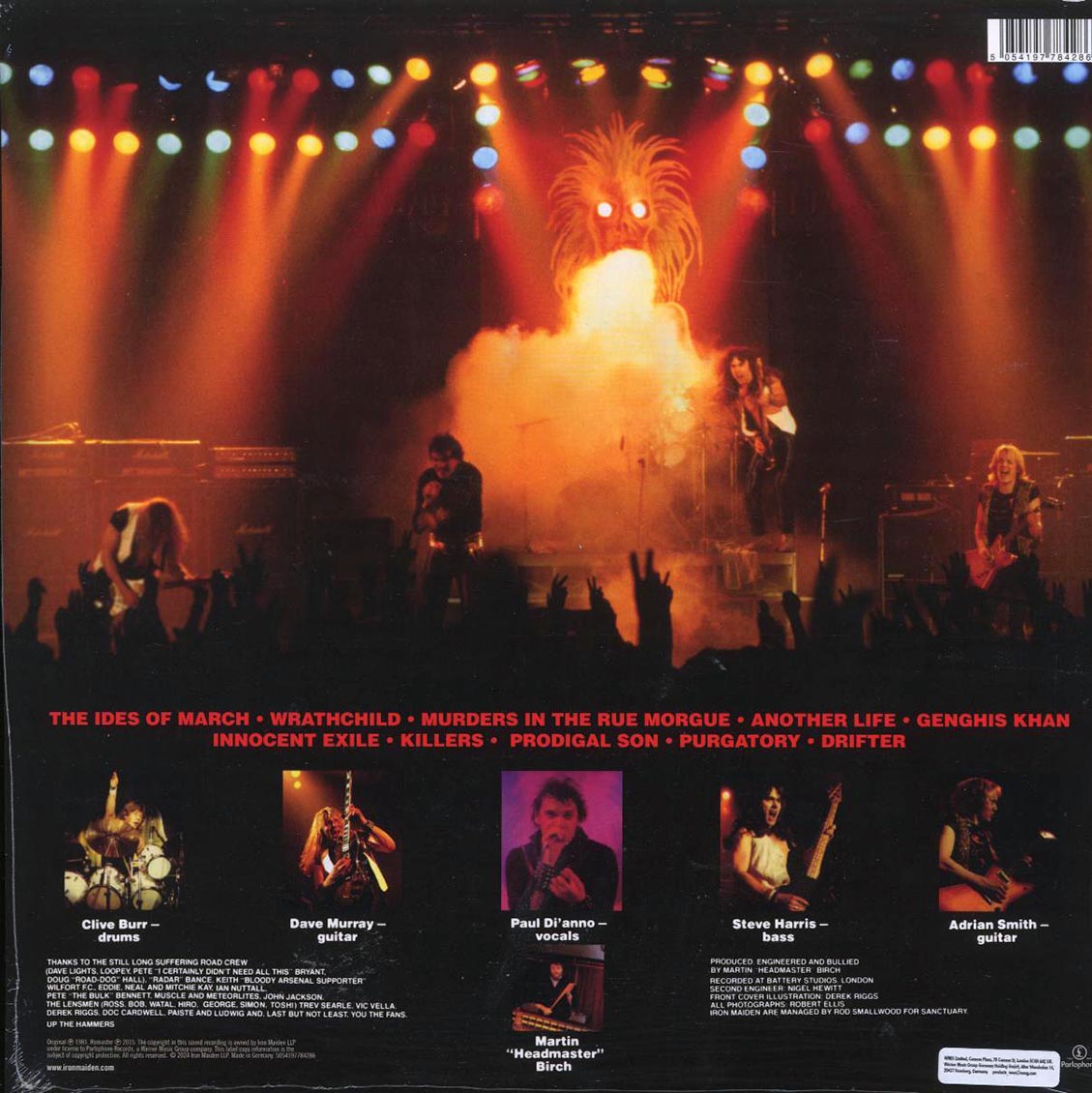 Iron Maiden - Killers (remastered) vinyl LP back cover