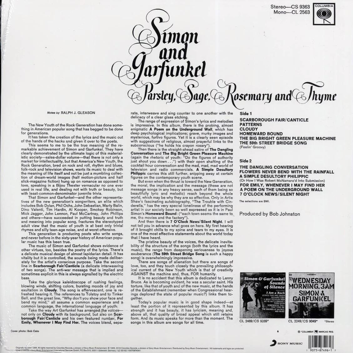 Simon & Garfunkel - Parsley, Sage, Rosemary And Thyme vinyl LP back cover
