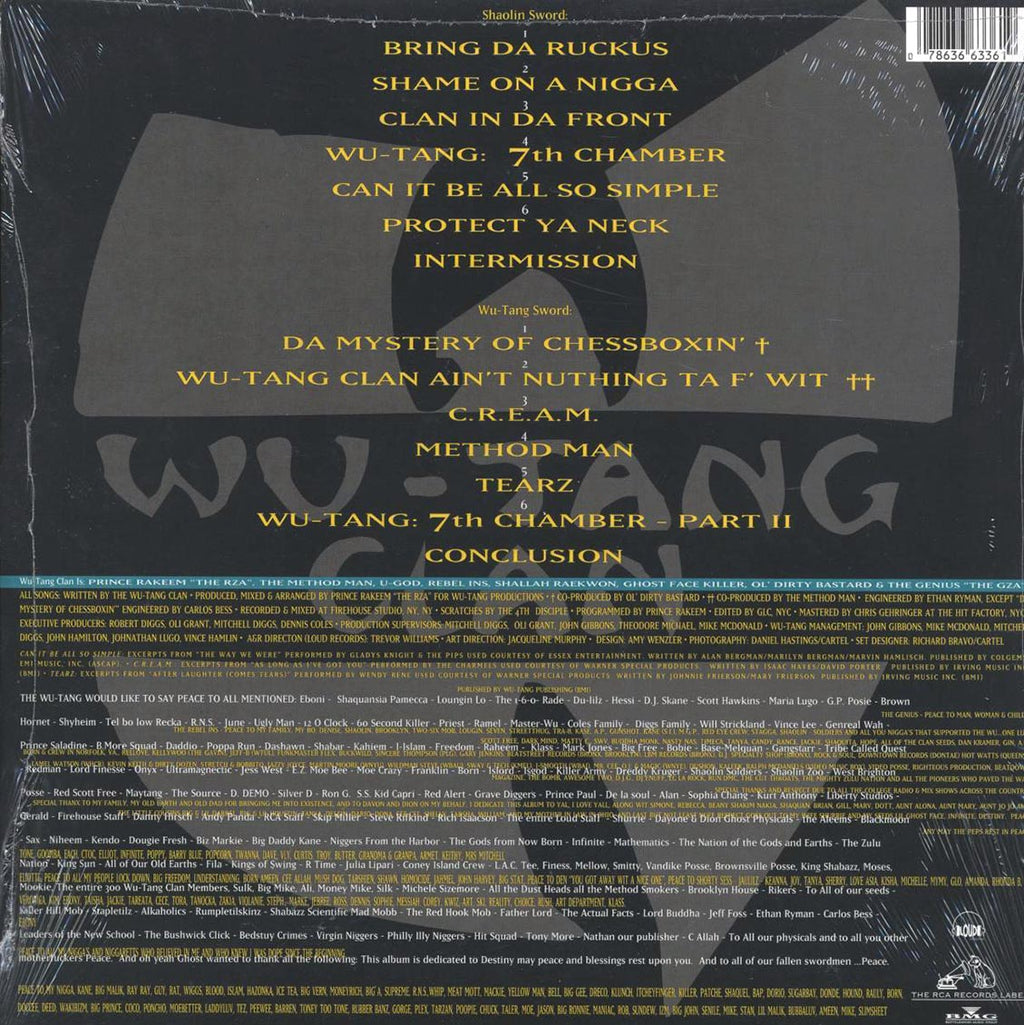 Wu-Tang Clan - Enter The Wu-Tang Clan: 36 Chambers vinyl LP back cover