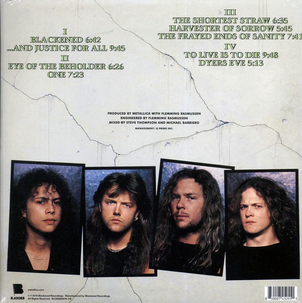 Metallica - And Justice For All (ltd. ed.) (2xLP) (180g) (remastered) (green vinyl) vinyl LP back cover