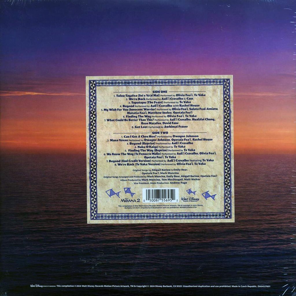 Abigail Barlow, Emily Bear, Opetaia Foa'i, Mark Mancina - Moana 2 (orange swirl vinyl) vinyl LP back cover