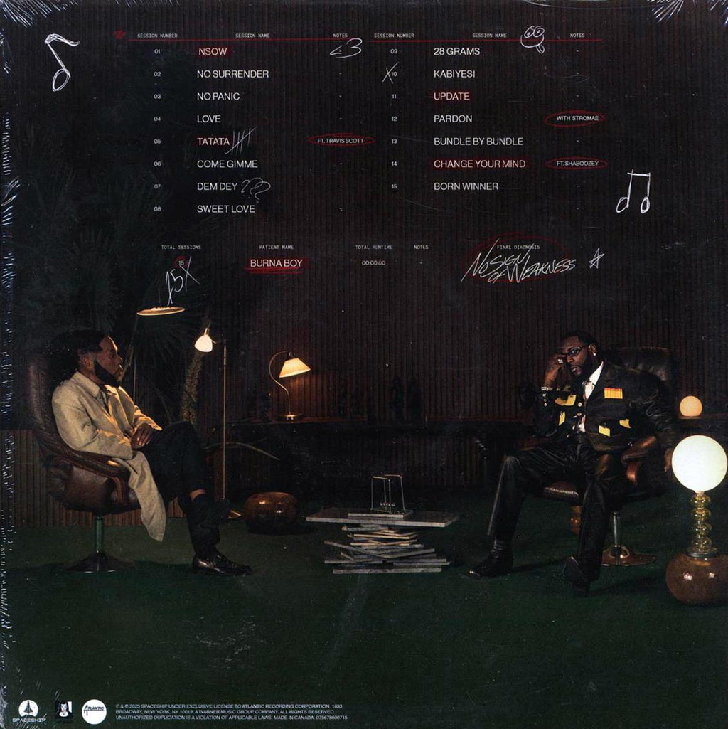 Burna Boy - No Sign Of Weakness (ltd. ed.) (marble brown opaque vinyl) vinyl LP back cover