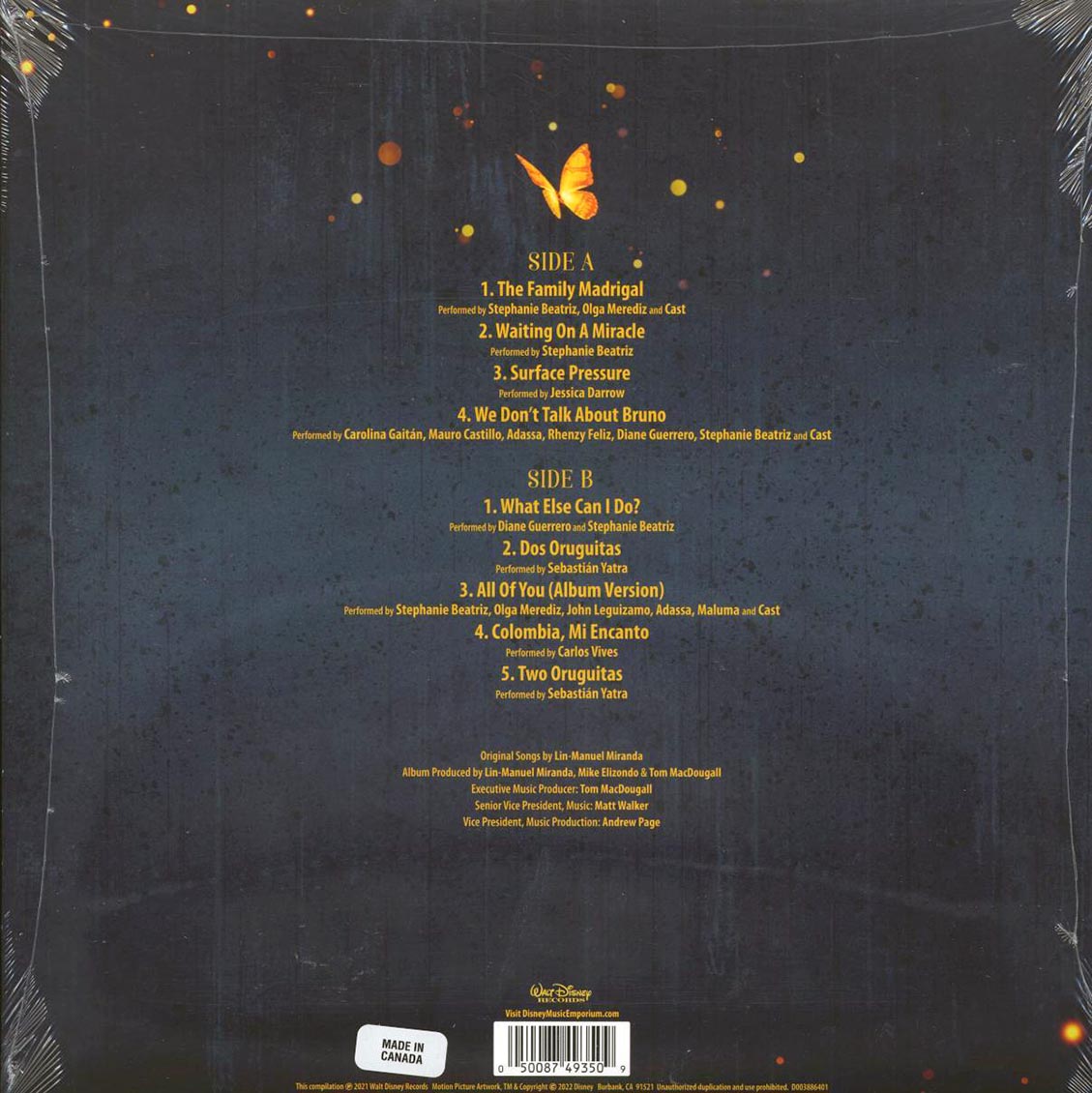Various - Encanto: Original Songs By Lin-Manuel Miranda (Disney) vinyl LP back cover