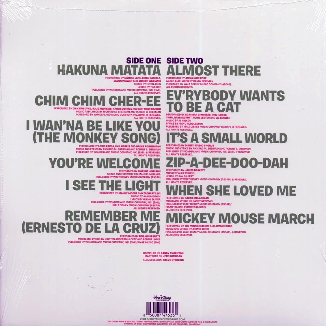 Various - Disney Ultimate Hits Volume 2 vinyl LP back cover