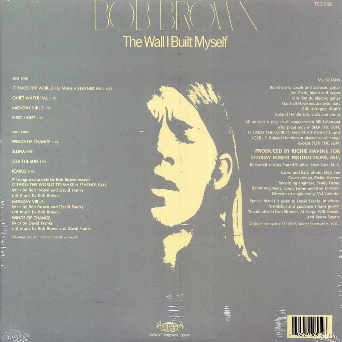 Bob Brown - The Wall I Built Myself (180g) vinyl LP back cover