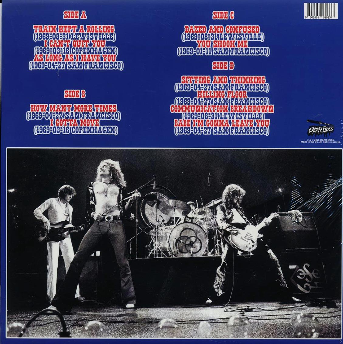 Led Zeppelin - Evolution Is Timing: 1969 Radio Sessions (ltd. 300 copies made) (2xLP) (blue vinyl) vinyl LP back cover