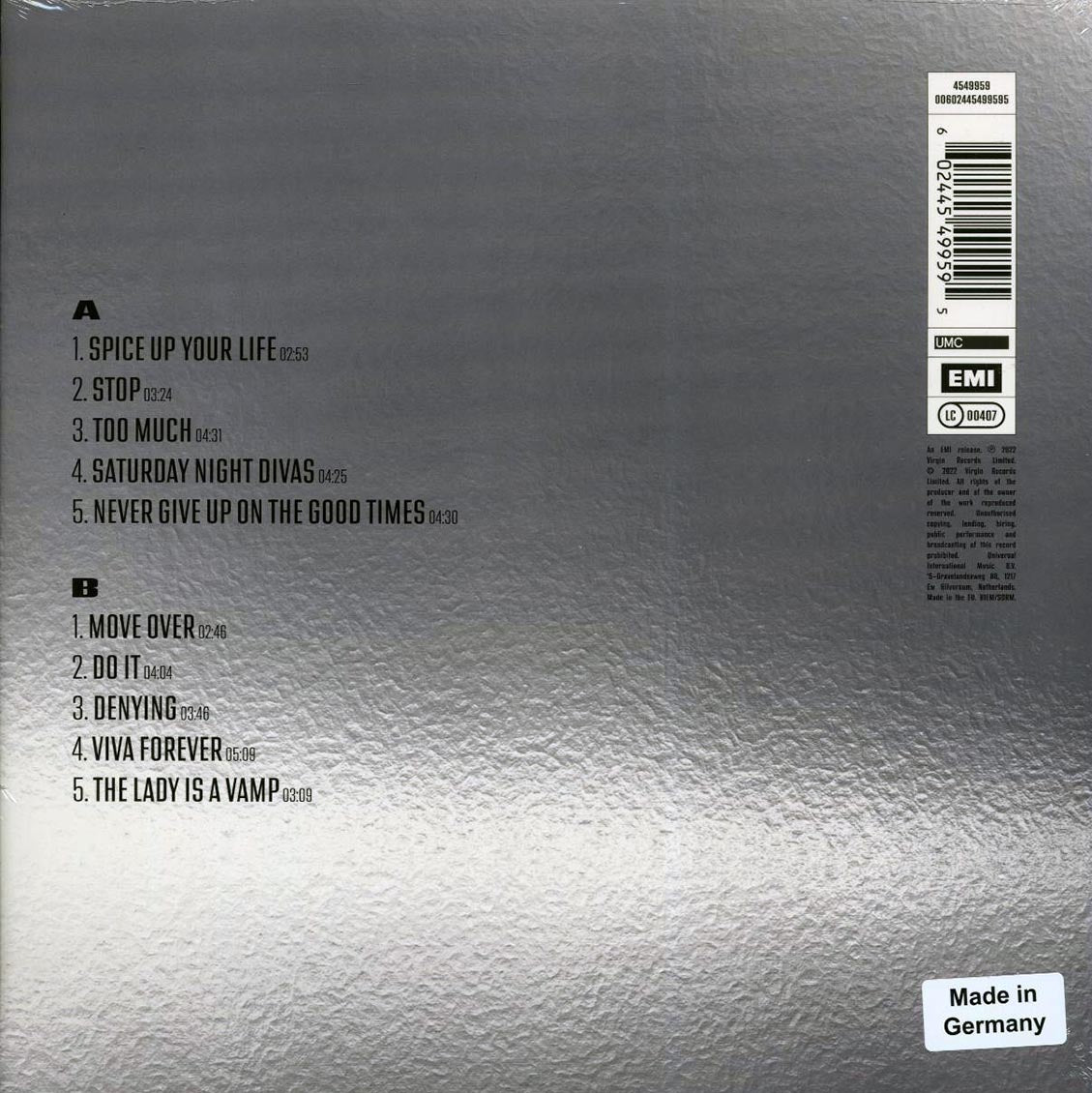 Spice Girls - Spiceworld 25 (25th Anniv. Ed.) (ltd. ed.) (clear vinyl) vinyl LP back cover