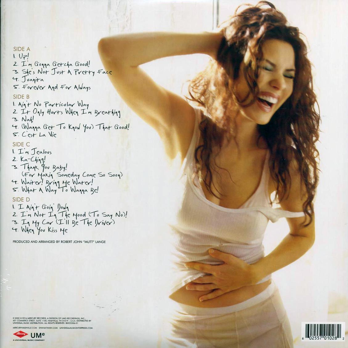 Shania Twain - Up! (2xLP) (green vinyl) vinyl LP back cover