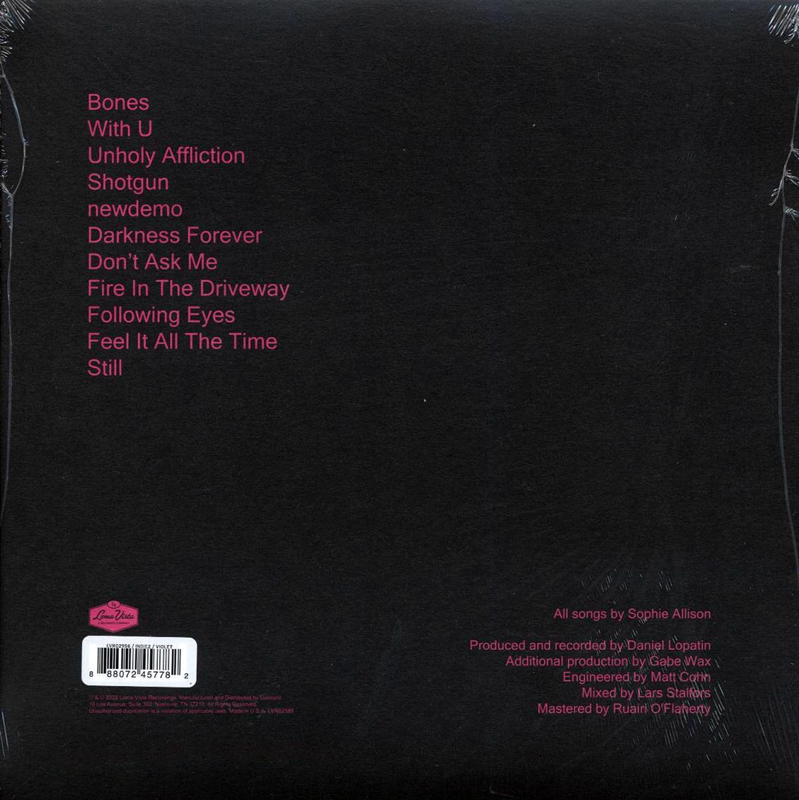 Soccer Mommy - Sometimes, Forever (ltd. ed.) (violet vinyl) vinyl LP back cover