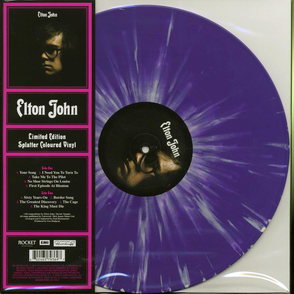 Elton John - Elton John (ltd. ed.) (purple/white splatter vinyl) vinyl LP front cover