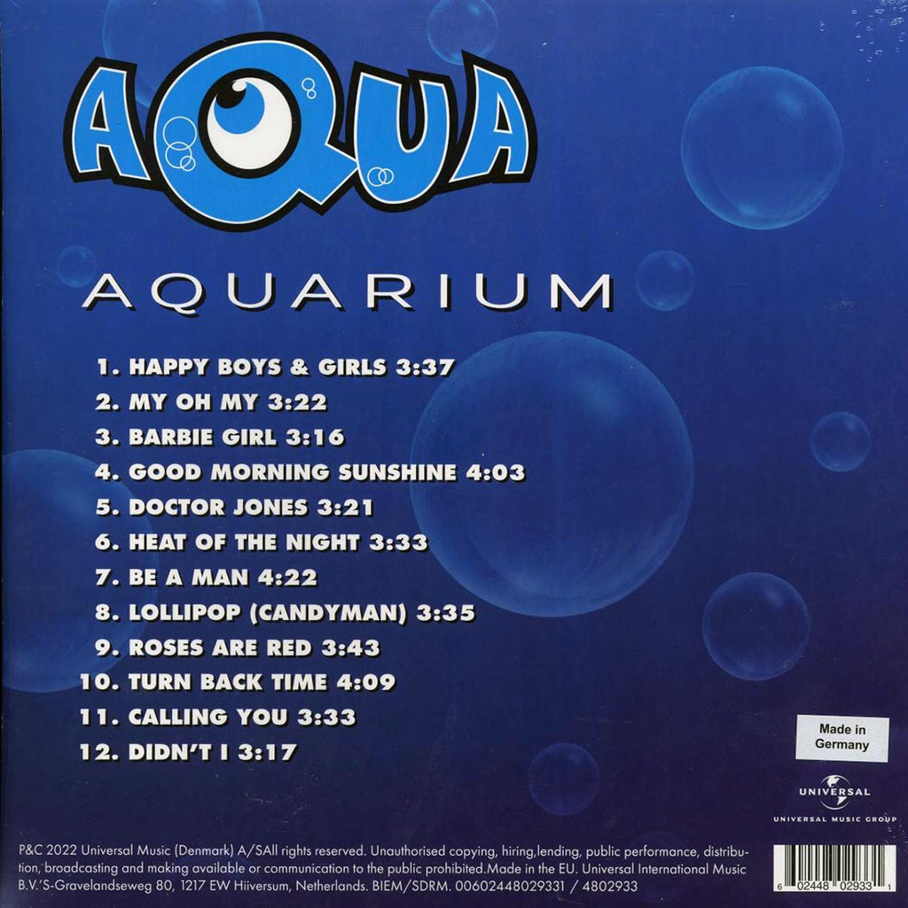 Aqua - Aquarium (25th Anniv. Ed.) (ltd. ed.) vinyl LP back cover