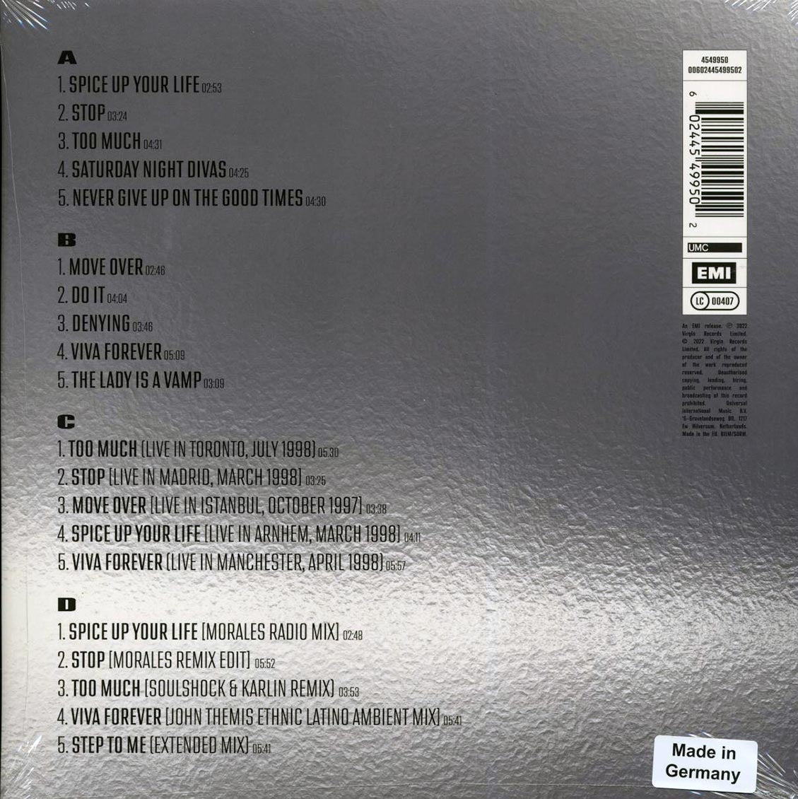 Spice Girls - Spiceworld 25 (10 Bonus Tracks) (25th Anniv. Ed.) (+10 bonus tracks) (2xLP) vinyl LP back cover