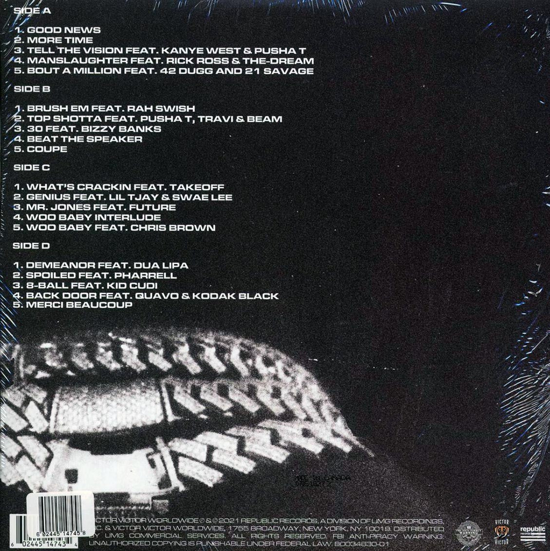 Pop Smoke, Kanye West, Dua Lipa, Kid Cudi, Etc. - Faith (ltd. ed.) (2xLP) (clear vinyl) vinyl LP back cover