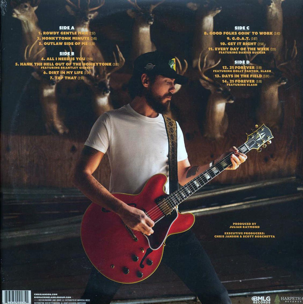 Chris Janson - The Outlaw Side Of Me (2xLP) (orange vinyl) vinyl LP back cover
