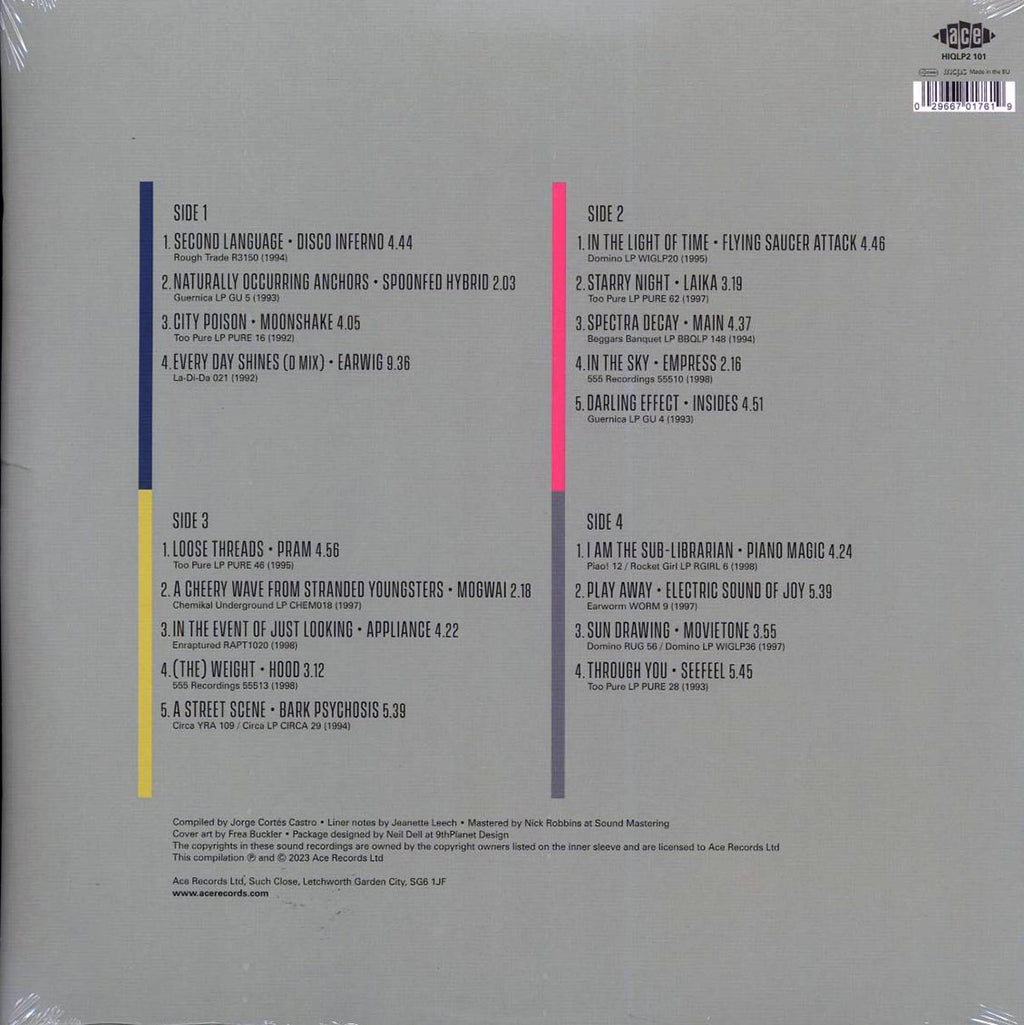Disco Inferno, Flying Saucer Attack, Spoonfed Hybrid, Etc. - In The Light Of Time: UK Post-Rock & Leftfield Pop 1992-1998 vinyl LP back cover