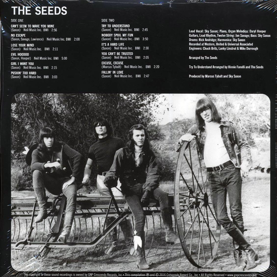 The Seeds - The Seeds (+9 bonus tracks) (mono) (2xLP) (180g) (deluxe edition) vinyl LP back cover