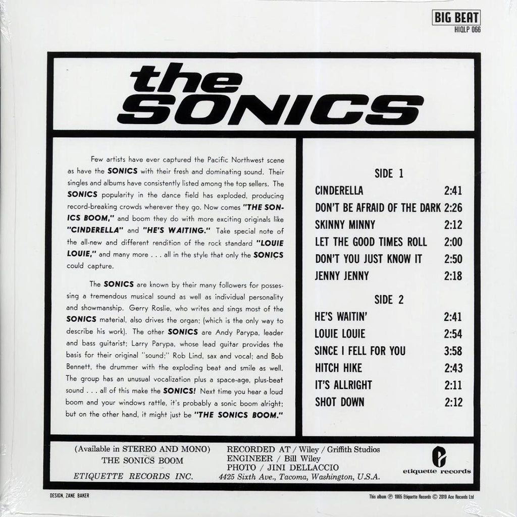 The Sonics - Boom (mono) (180g) vinyl LP back cover