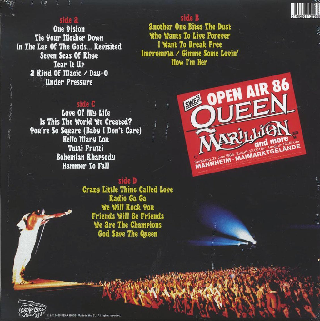 Queen - Reigns The World! Live In Mannheim 1986 (2xLP) vinyl LP back cover