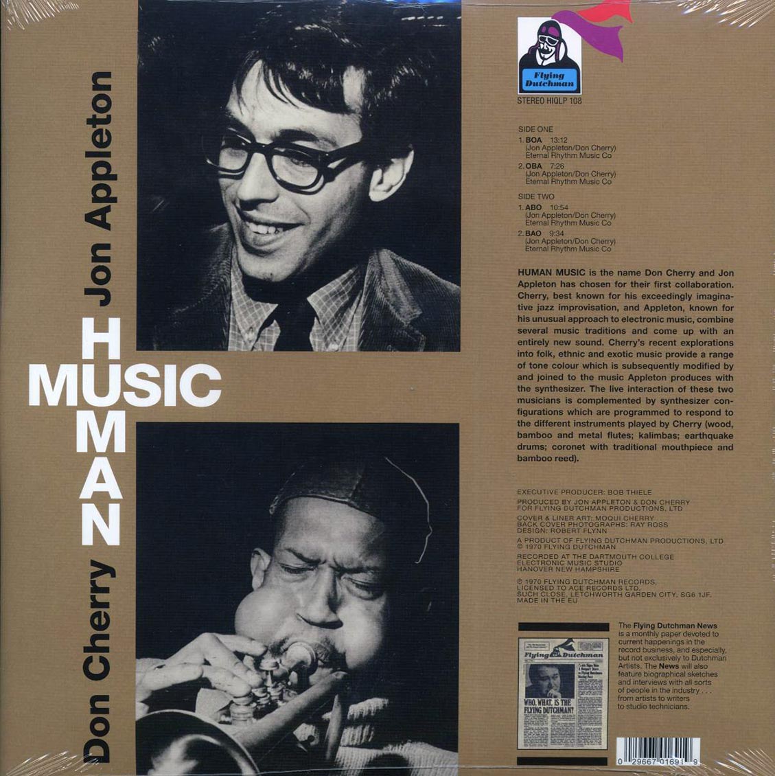 Jon Appleton, Don Cherry - Human Music (180g) vinyl LP back cover