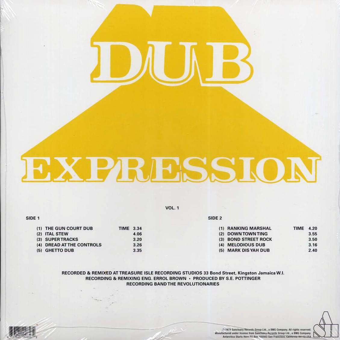 Errol Brown, The Revolutionaries - Dub Expression vinyl LP back cover