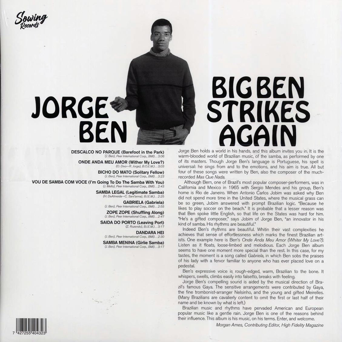 Jorge Ben - Big Ben Strikes Again (clear vinyl) vinyl LP back cover