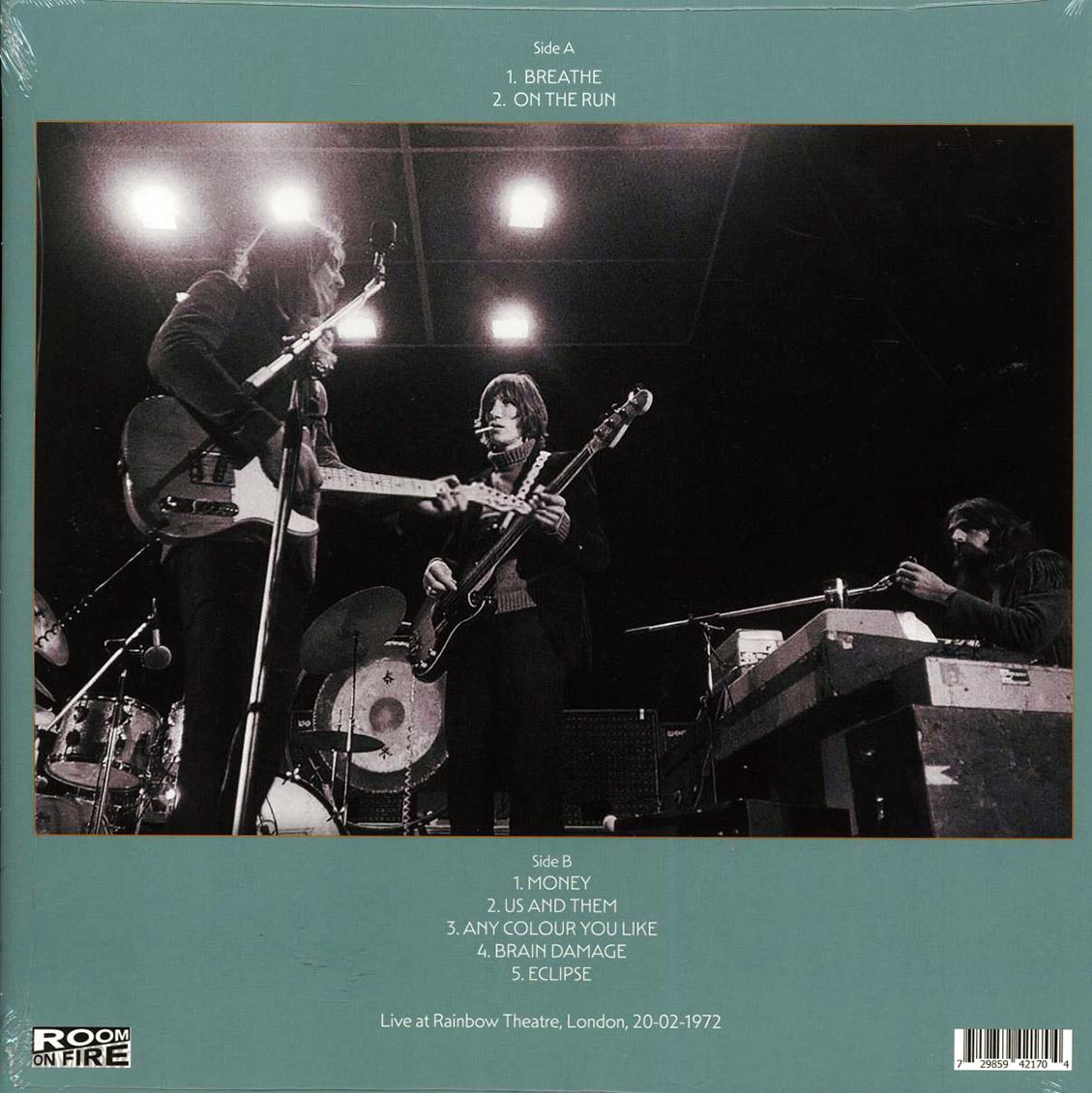 Pink Floyd - Embryo's Sculptures: Live At Rainbow Theatre, London, 20-02-1972 (blue vinyl) vinyl LP back cover