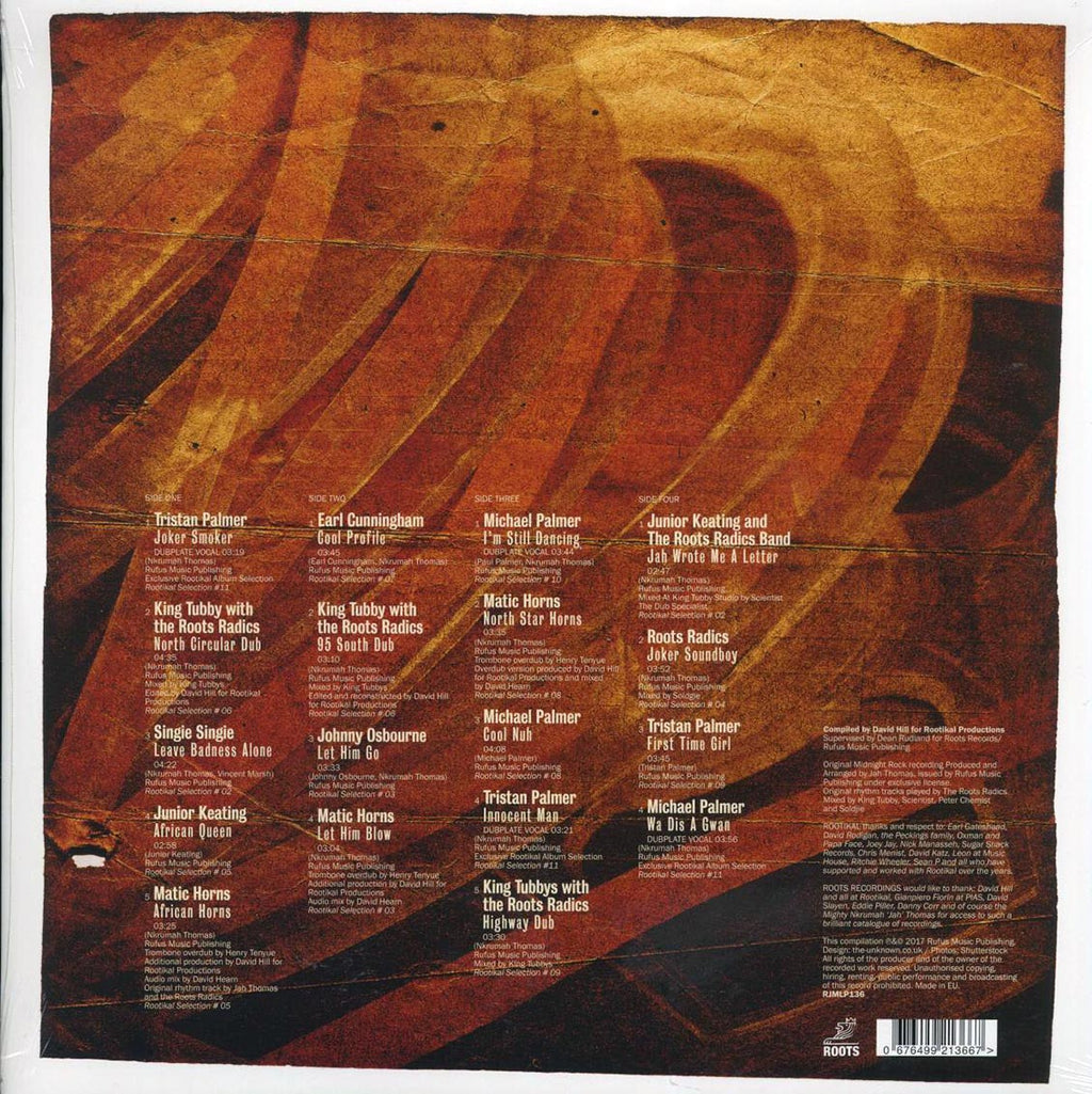 The Roots Radics, Triston Palmer, Jr. Keating, Johnny Osbourne, Etc. - Rootikal In The Vaults At Midnight Rock (2xLP) vinyl LP back cover